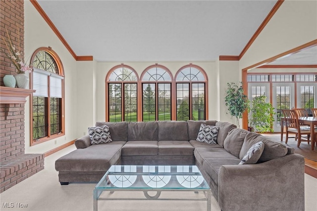 275 Camden Ln, Aurora, OH 44202 - living room featuring crown molding and vaulted ceiling