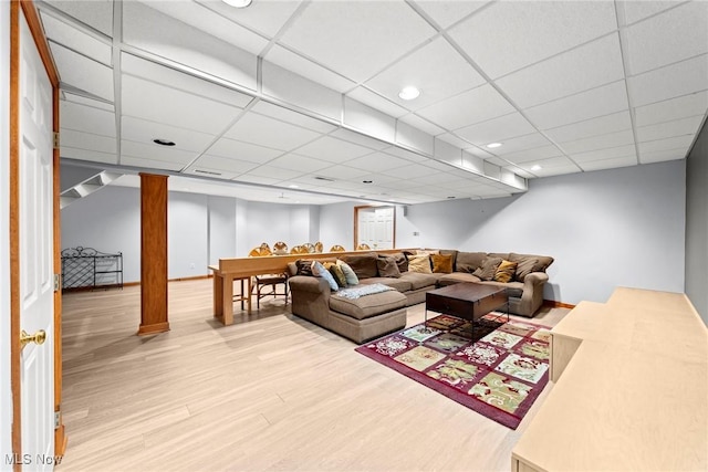 275 Camden Ln, Aurora, OH 44202 - living room with recessed lighting, baseboards, a drop ceiling, and light wood-style flooring