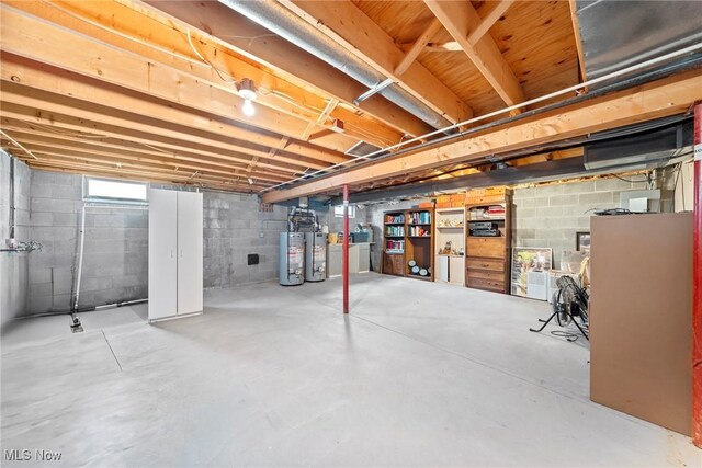 275 Camden Ln, Aurora, OH 44202 - basement with concrete block wall and gas water heater