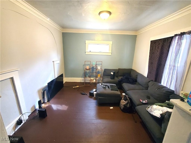 9615 Dunlap Ave, Cleveland, OH 44105 - living room featuring crown molding, baseboards, and hardwood / wood-style floors