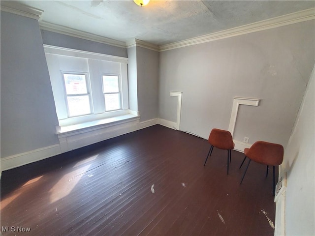 9615 Dunlap Ave, Cleveland, OH 44105 - unfurnished room featuring baseboards, ornamental molding, and dark wood-style flooring