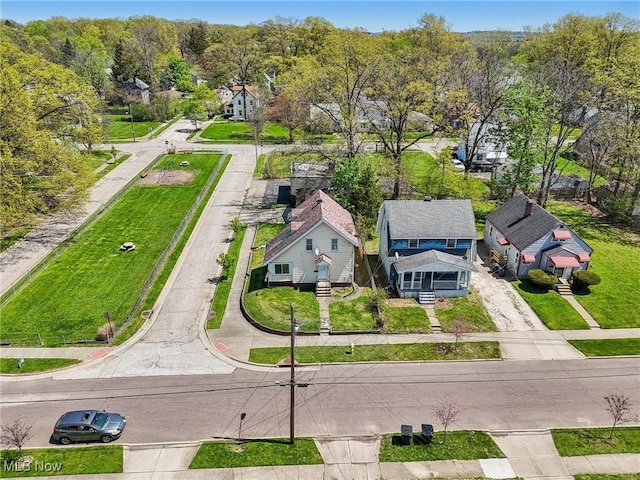 birds eye view of property with a residential view