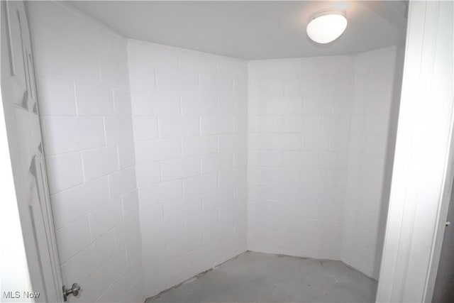 bathroom with unfinished concrete floors