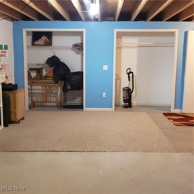 view of finished below grade area