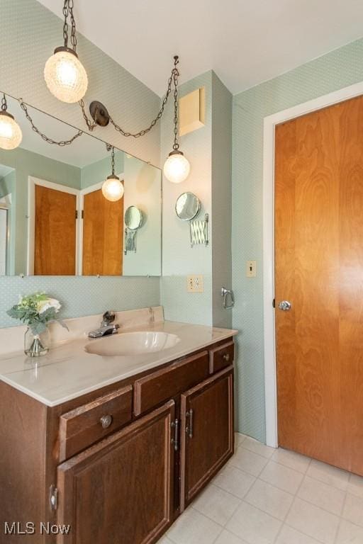 bathroom featuring vanity and tile patterned floors
