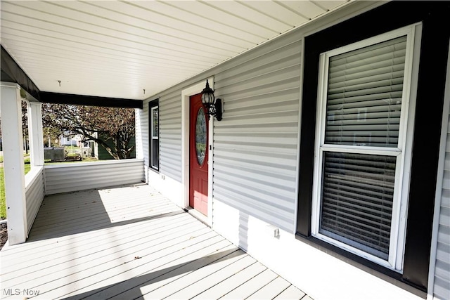 deck featuring covered porch