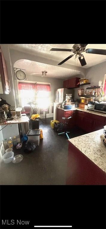 kitchen with a ceiling fan