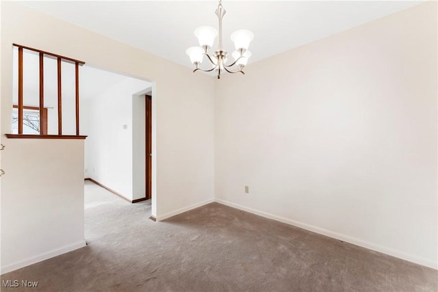 449 W Long Lake Blvd, Akron, OH 44319 - carpeted empty room with an inviting chandelier and baseboards