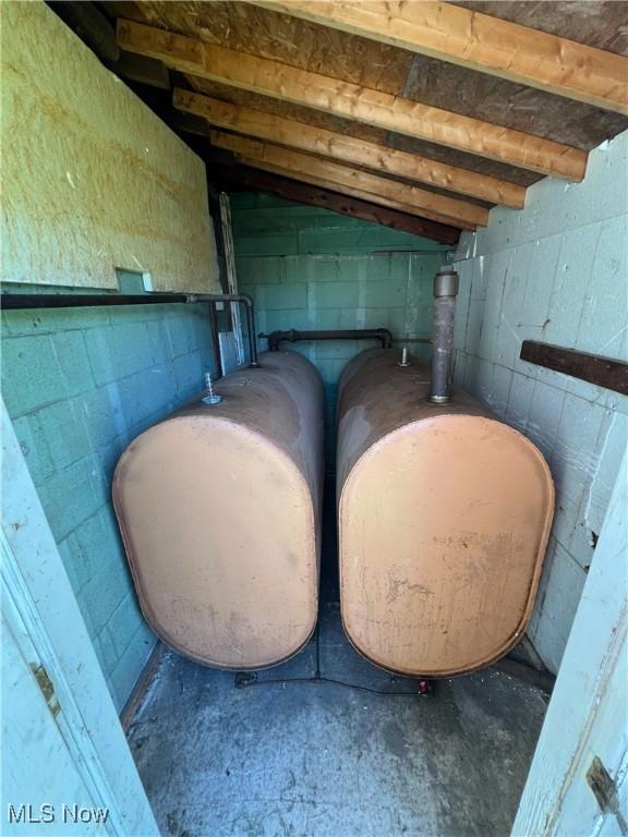 interior details with concrete block wall and heating fuel
