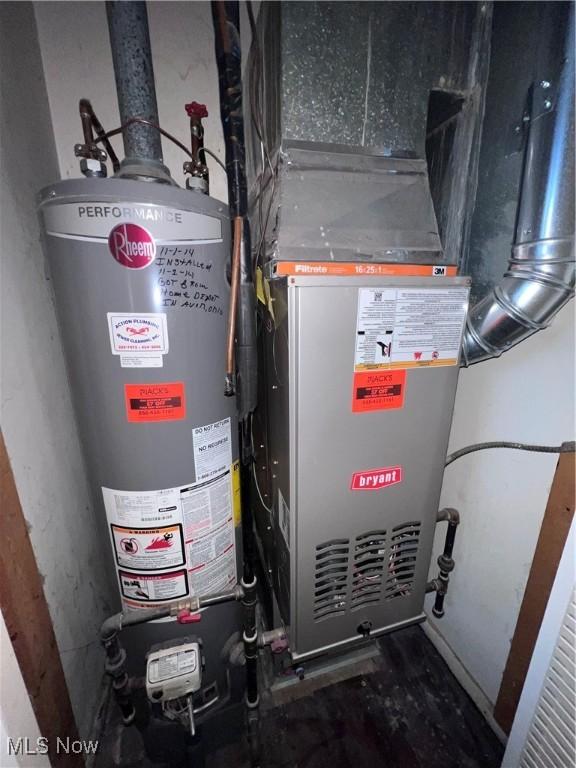 utilities with water heater and heating unit