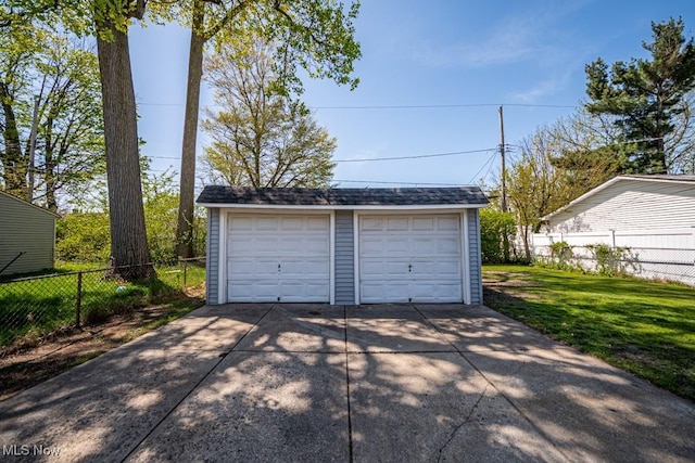 detached garage with fence