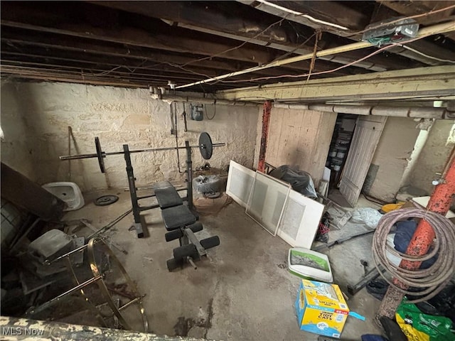 view of unfinished below grade area