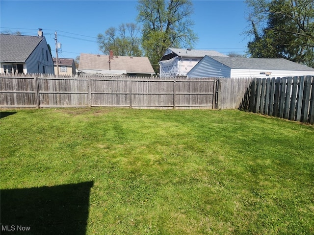 view of yard featuring a fenced backyard