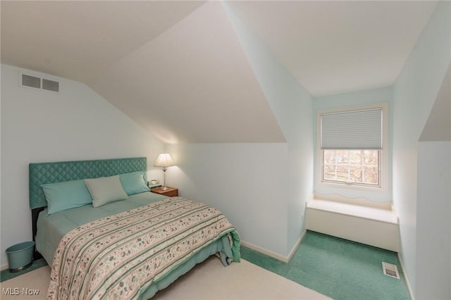 117 Royal Oak Dr, Aurora, OH 44202 - carpeted bedroom featuring baseboards, vaulted ceiling, and visible vents