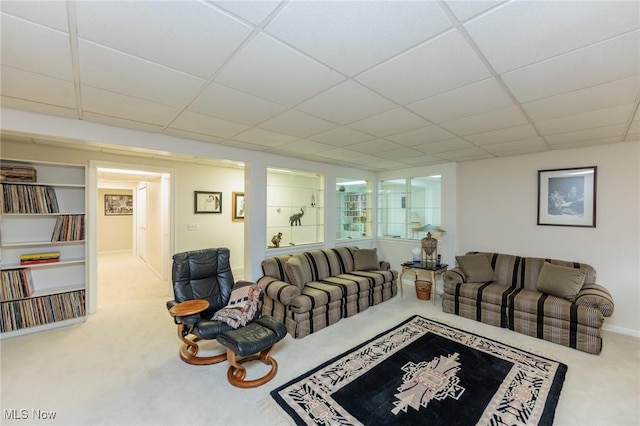 117 Royal Oak Dr, Aurora, OH 44202 - carpeted living area featuring a drop ceiling