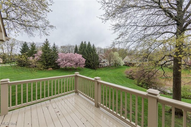 117 Royal Oak Dr, Aurora, OH 44202 - wooden deck featuring a lawn