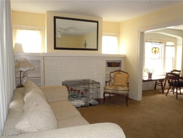 living room featuring carpet flooring