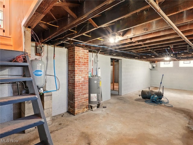basement with electric water heater