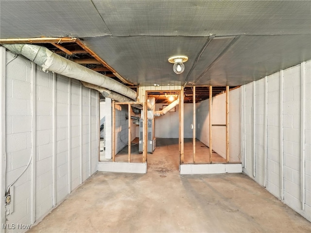 view of unfinished basement