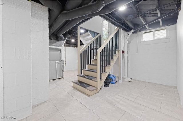 below grade area with stairs