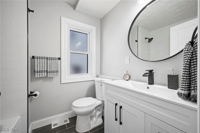 4394 W 139th St, Cleveland, OH 44135 - bathroom featuring tile patterned flooring, vanity, toilet, baseboards, and visible vents