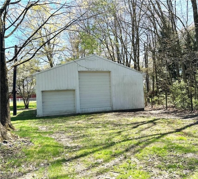 view of detached garage