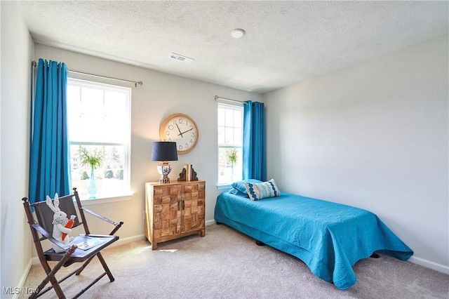 1662 N Eckert Ln, Akron, OH 44313 - bedroom featuring a textured ceiling, visible vents, baseboards, and carpet floors