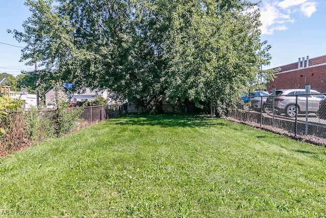 view of yard featuring a fenced backyard