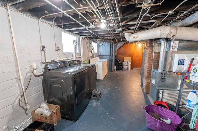 below grade area with separate washer and dryer