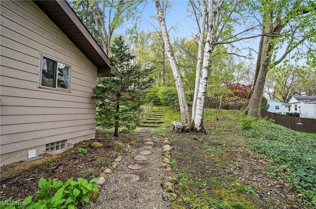 view of yard with fence