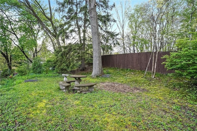view of yard featuring fence