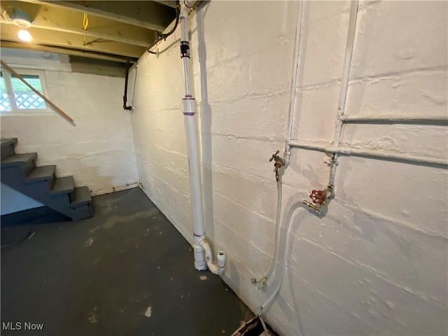below grade area with stairway