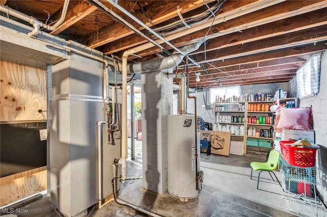 below grade area with water heater