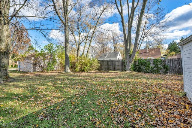 view of yard featuring a fenced backyard