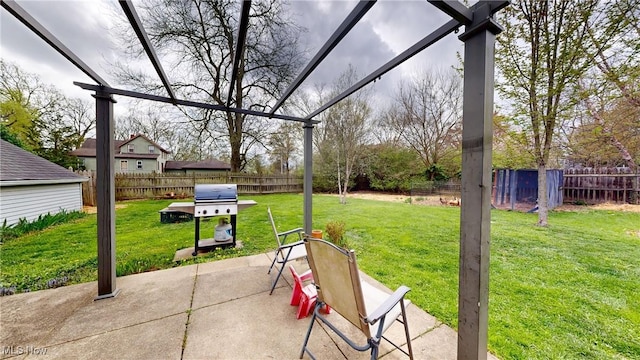 view of patio / terrace with a fenced backyard and grilling area
