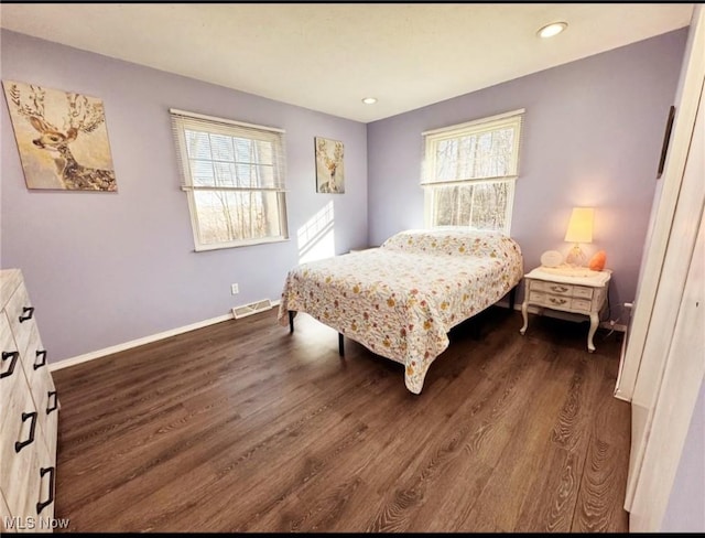 2939 Lindale Dr, Akron, OH 44312 - bedroom featuring recessed lighting, baseboards, visible vents, and dark wood-type flooring