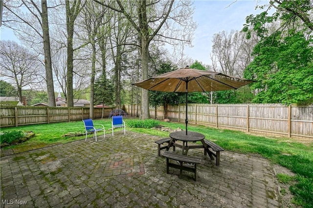 view of patio with a fenced backyard
