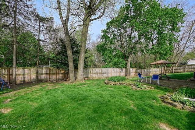 view of yard featuring a fenced backyard