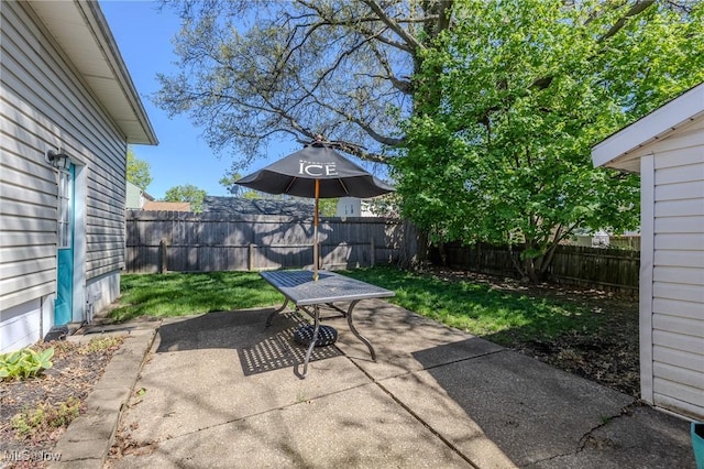view of patio / terrace featuring a fenced backyard