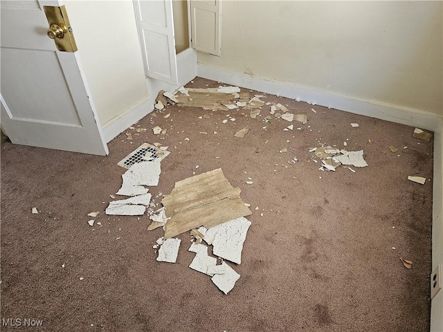 interior details featuring baseboards and carpet floors