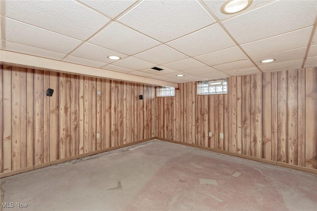 1119 Gordon Rd, Lyndhurst, OH 44124 - basement with recessed lighting, wood walls, and a drop ceiling