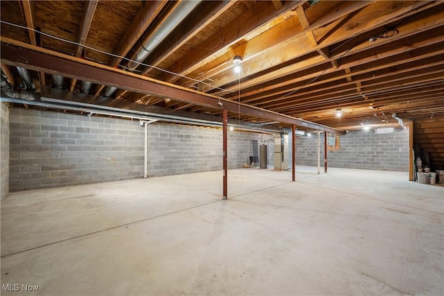 view of unfinished basement