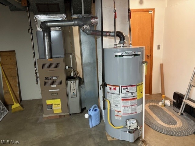 utility room with gas water heater