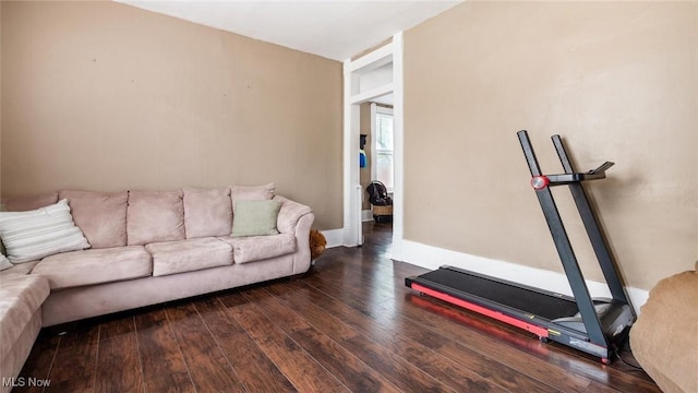 living area featuring hardwood / wood-style floors