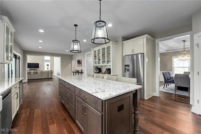 2716 Rocky Ridge Dr, Westlake, OH 44145 - kitchen featuring recessed lighting, white cabinetry, dark wood finished floors, and appliances with stainless steel finishes