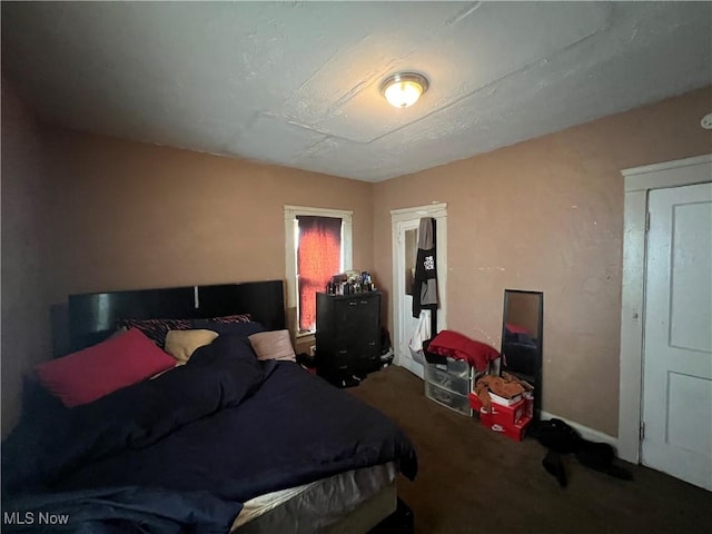 bedroom featuring carpet