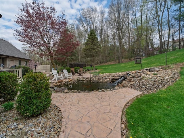 view of yard with a patio area