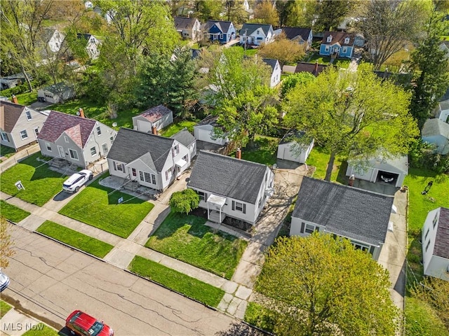 birds eye view of property with a residential view