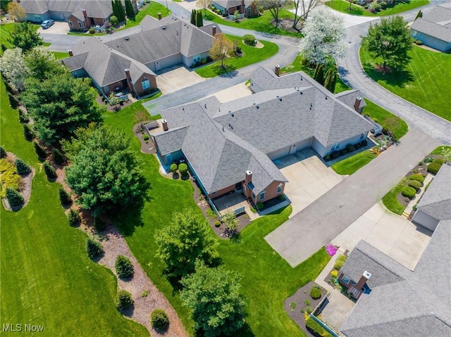 drone / aerial view with a residential view