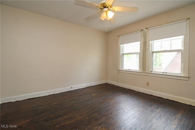 132 Jennette Dr, Boardman, OH 44512 - empty room featuring baseboards, dark wood finished floors, and ceiling fan